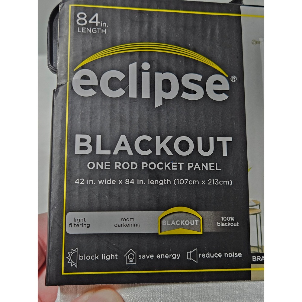 Eclipse Braxton White 1 Blackout Rod Pocket Curtain Panel Eclipse White 42x84 - Picture 2 of 3
